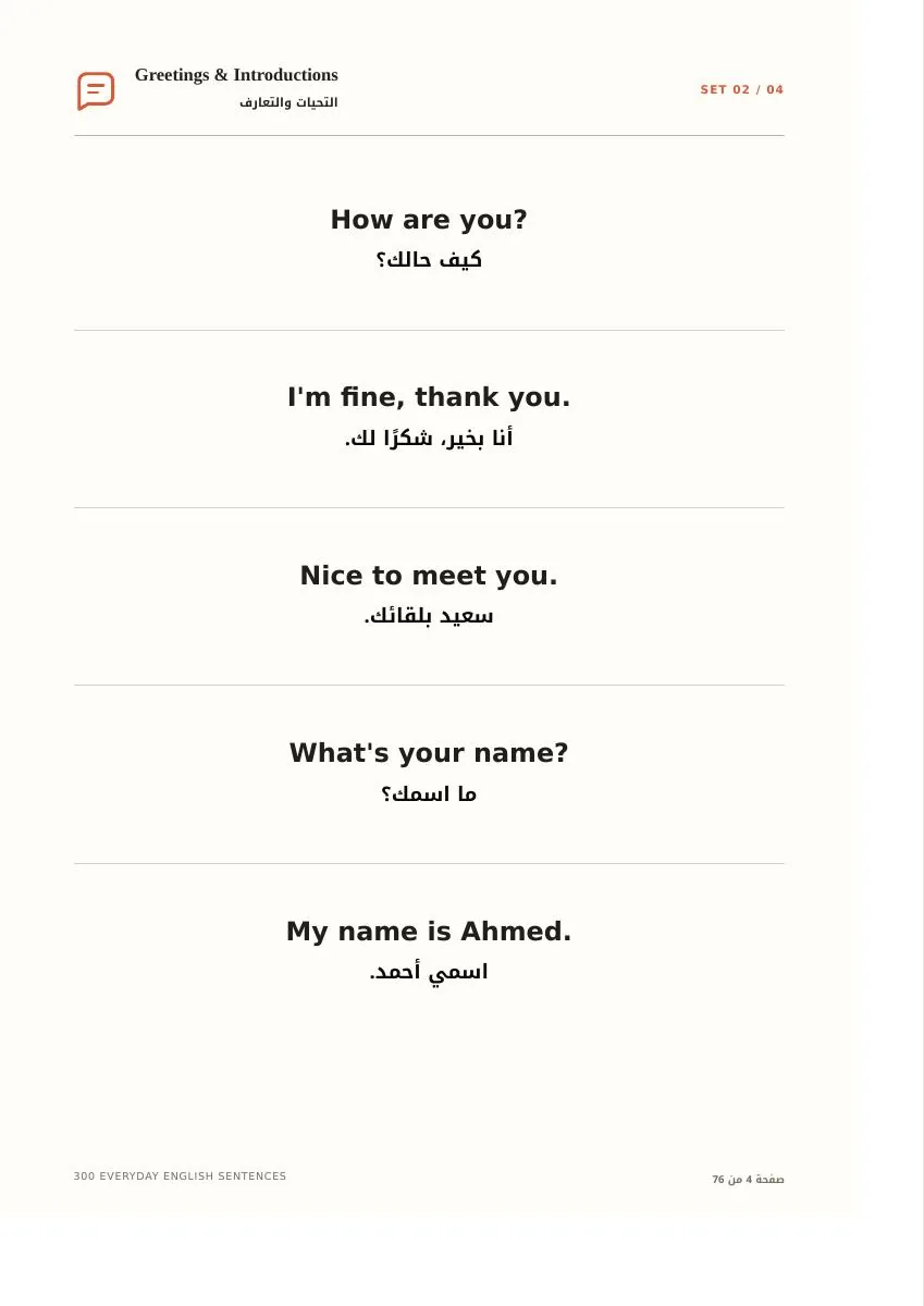 عينة من داخل أشهر 300 جملة إنجليزية